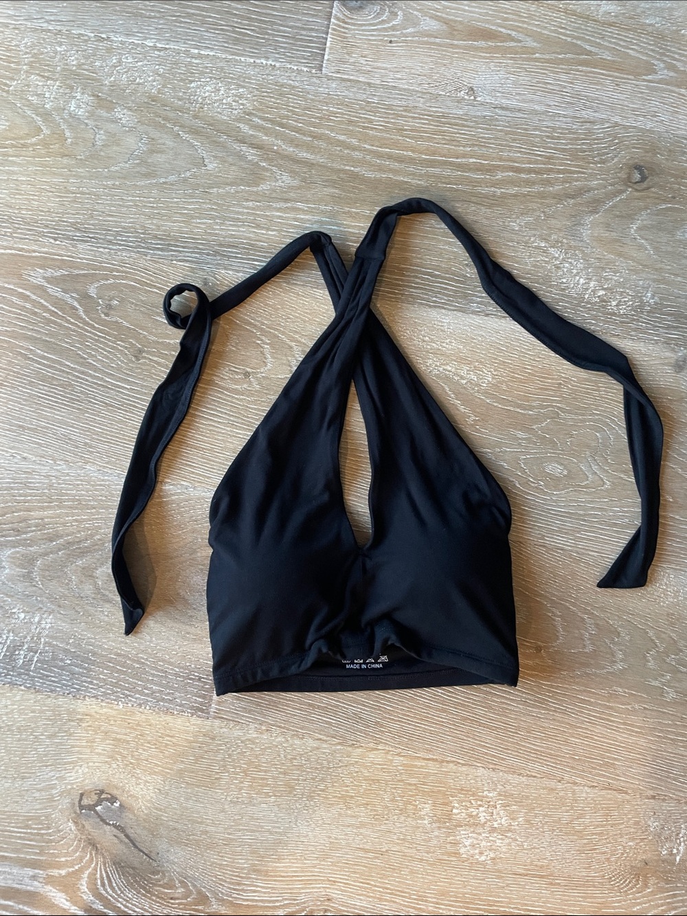 Klassy Network Black Twist-Front Halter Top